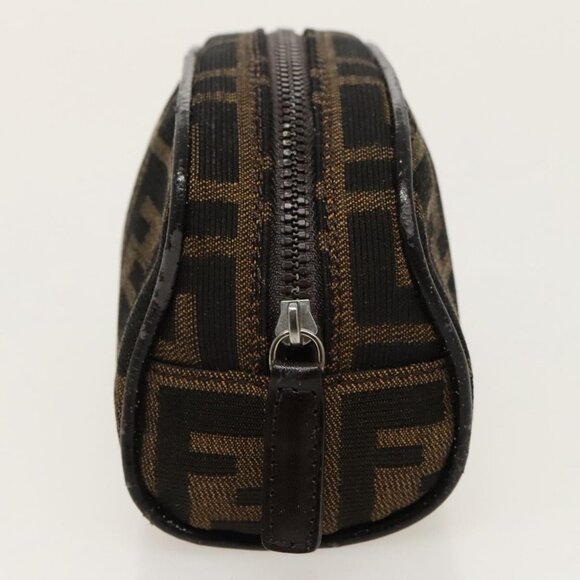 FENDI Zucca Canvas Pouch Brown Black Silver Auth - Picture 5 of 16